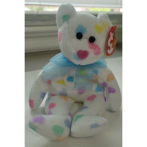RARE VINTAGE TY Beanie Baby "Kissme The Valentines Day Bear" ☆☆ERRORS☆☆ - Picture 1 of 6